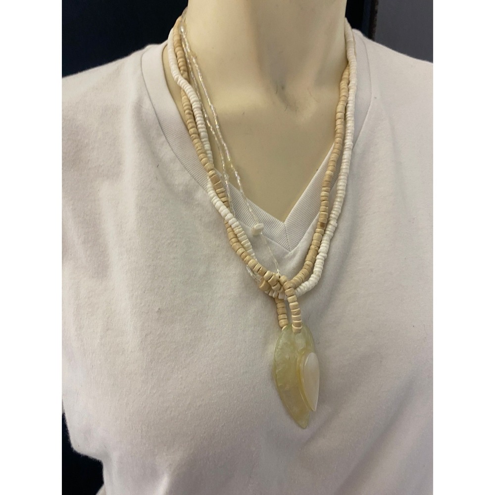 Boho Shell Pendant Layered Beaded Necklace